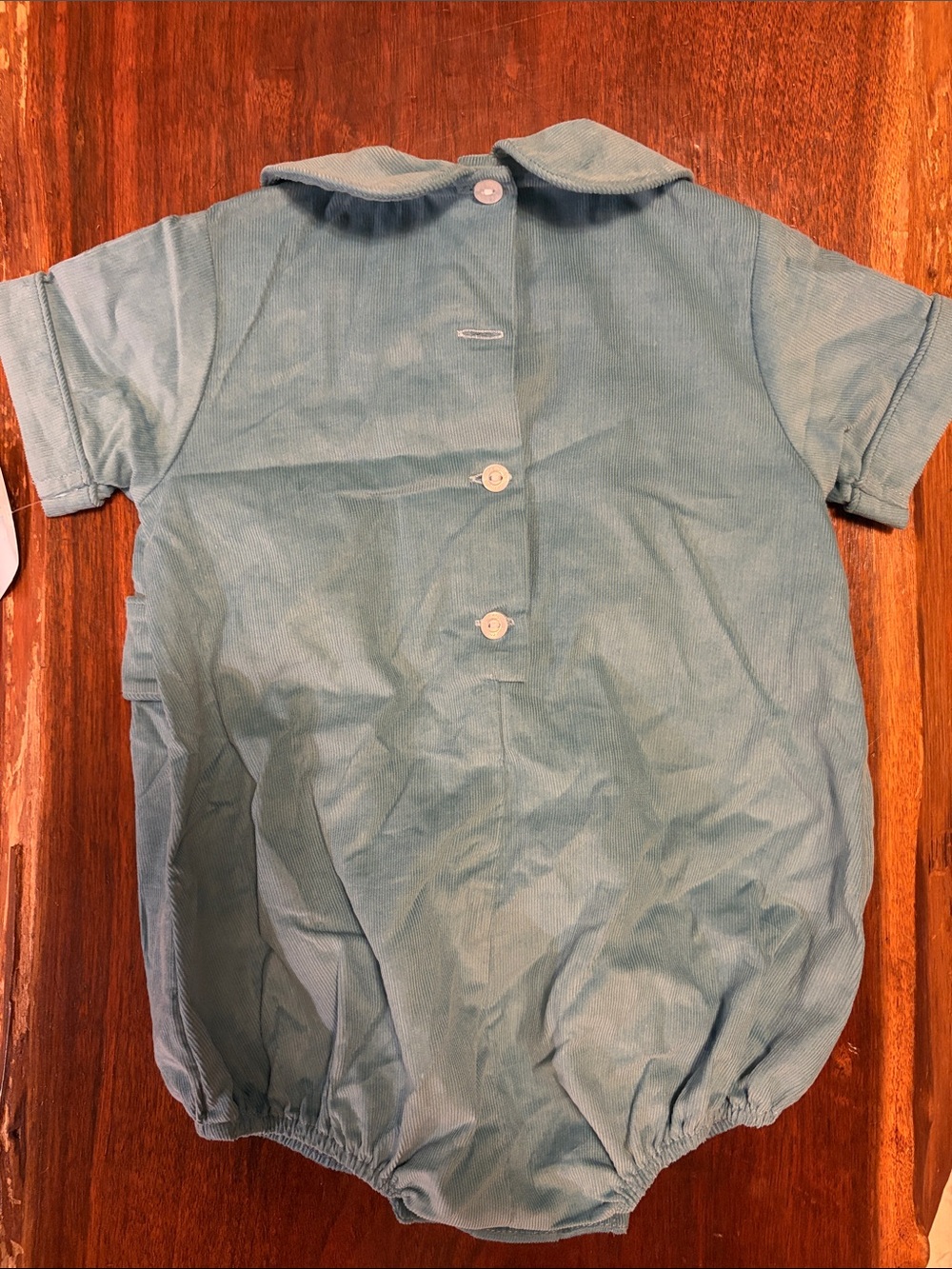 Little English Teal Peter Pan Collar Romper - Picture 3 of 3